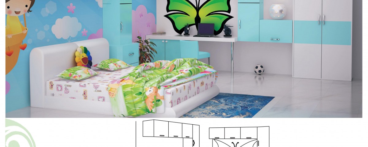 Design for Kids Double Bed Room with Master Bed