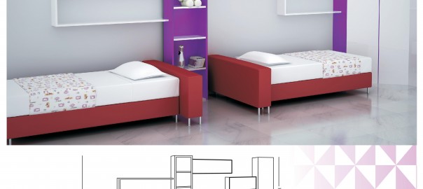 Design for Kids Double Bed Room with Separate Beds
