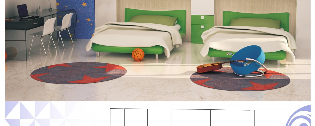 Design for Kids Double Bed Room with Separate Beds