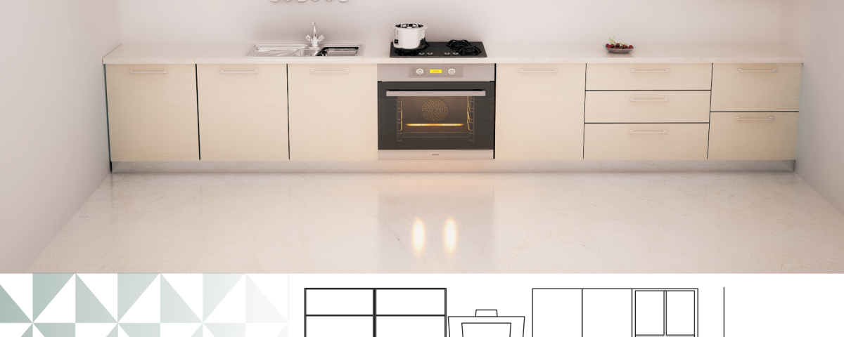 Single Line Kitchen Design with an Inbuilt Oven